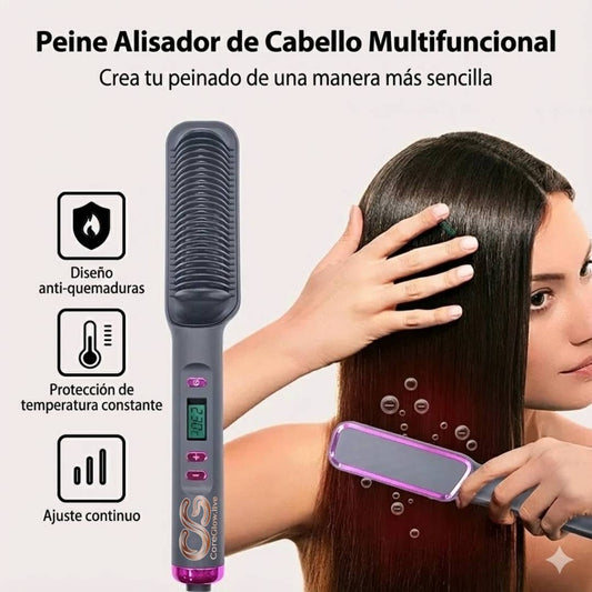 Peine eléctrico multifuncional para alisar el cabello, peine de iones negativos, herramienta de peinado antiescaldaduras, cepillo alisador.